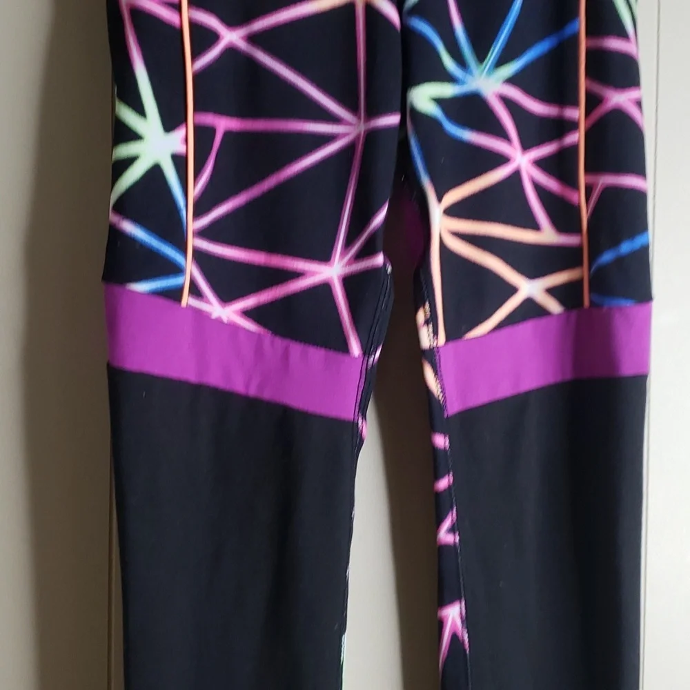 Girls Justice Sport Neon Black Leggings Medium